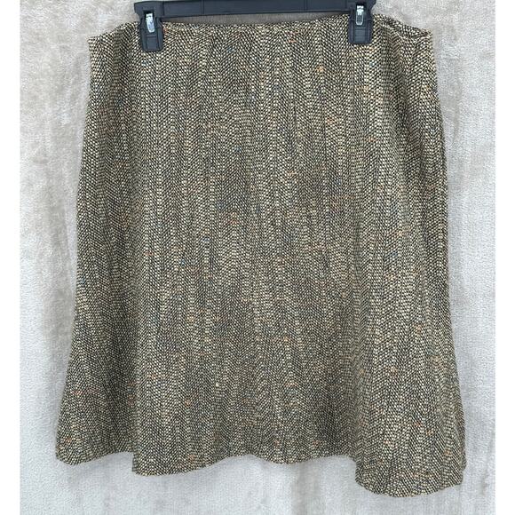 Oscar de la Renta Skirt Womens 16 Brown A-Line Tweed Career Classic Work Church - Picture 3 of 7